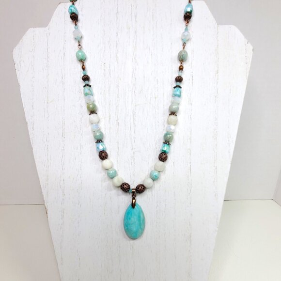 Amazonite and Crystal Necklace - Picture 4 of 11